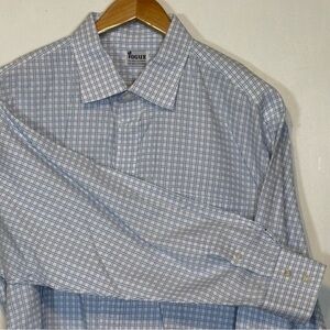 Vogue Hong Kong Tailored Men’s Blue and White Windowpane Dress Shirt Size 2XXLT